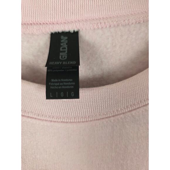 Gildan Heavy Blend Iced Coffee Sweatshirt L Womens Pink Long Sleeve Crew Neck - Picture 5 of 7